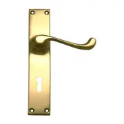 Superior Brass Contemporary Door Lever on Plate Bitkey Hole