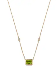 Bloomingdale's Fine Collection Peridot & Diamond Pendant Necklace in 14K Yellow Gold, 18