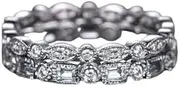 [HEARTS AND YOU] 1ct Emerald Cut Moissanite Full Eternity Dual Wedding Band White Gold Plated