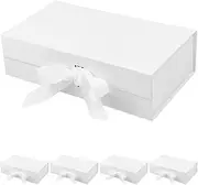 5Pcs Premium White Bridesmaid Gift Box with Ribbon, Magnetic Gift Box, Gift Boxes for Presents, Keepsake Box, Small Gift Box, Bridesmaid Proposal Box, White Boxes for Gifts (White, 23x17x7, 5PCS)