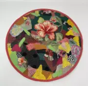 Placemat Handmade Quilted Embroidered original Floral Patchwork Table Decor 15"