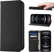 [LANJLM] Wallet Case for iPhone 12 / iPhone 12 Pro Phone Cases Premium Leather PU Flip Cover Magnetic Shockproof Closure Book Design with Kickstand Feature & Card Slots iPhone 12(6.1") Case - Black