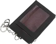 GANAZONO Card Holder Key Ring Key Holder Work Cards Protector School Id Protector Badge Cover with Ring Bus Pass Wallet Nurse Badge Accessories Keychain Wallet Black Pu