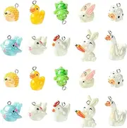 [DanLingJewelry] 20Pcs AB Colour Resin 3D Animal Charms Cute Farm Zoo Forest Ocean Animal Dangle Charms for DIY Keychains Jewellery Making, Non-Precious Metal