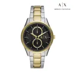 【A|X ARMANI EXCHANGE 官方直營】DANTE 經典潮流三眼多功能手錶 銀色 X 金色不鏽鋼鍊帶 42MM AX1865