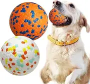 2 Pack Dog Balls Toys for Aggressive Chewers Indestructible Tennis Balls for Medium Large Dogs Water Toy Chew Balls Tough Durable Big Dog Toys Bouncing Ball for Dogs to Fetch, Orange+White