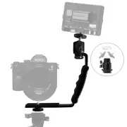 Camera L bracket Ballhead Mounts Dual Flash Cold Shoe Mount 1/4" Tripod Screw
