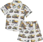 [Caihoyu] Baby-boys Toddler Short Sleeve Button Down Shirt & Shorts Set Toddler Kids Baby Boys Summer Outfit