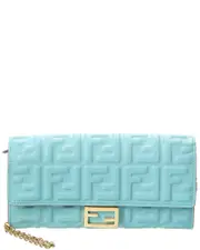 FENDI Baguette FF Leather Wallet On Chain