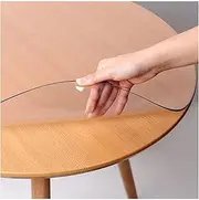 Plastic Table Protector Clear Tablecloth, PVC Waterproof Round Cover Mat 1.6Mm, Oil Proof Stain Resistant Spillproof Wipeable for Family Backyard Coffee Table Dining Table Party,Matte,130cm