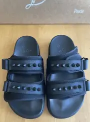 Christian Louboutin Daddy Studded Pool Slide Sandal Black Sz 37/7