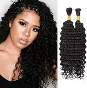 Starlet Virgin Human Hair Deep Bulk Extensions for Micro Braiding, 20 Inch, 200g, 4 Bundles, Natural Color