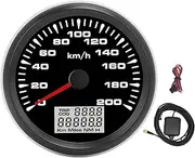 Gearwell GPS Speedometer, 85mm 200km h Gauge, Black Dial Bezel, 7-Color Backlight, Marine RV Boat Speed Meter