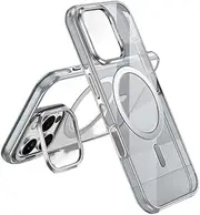 Jarttarn Clear Phone Case Compatible with iPhone 16 Pro Max Case, Built in Magnetic Attraction and with Hidden Lens Bracket, Seismic and Anti Fall Protective Cover for iPhone 16 Pro Max (White)