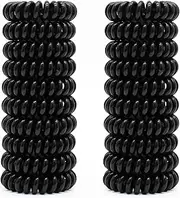 JOYOYO 20 Pcs Black Spiral Hair Ties Plastic Spiral Hair Bands Coil Hair Bands Telephone Cord Bobbles, Traceless Strong Hold Waterproof Ponytail Holders for Women and Girls