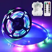 Waterproof Flexible LED Strip Lights Battery Operated 3m 9.8ft 90 LED Rope Lights Pool Light Strip Dimmable Lights for Indoor Outdoor TV Table Bedroom Kitchen
