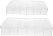 Angoily 2Pcs Clear Plastic Storage Box with Compartments Detachable Dividers Organizer for Jewelry Art Crafts and Fishing Tackle for Efficient Space Usage