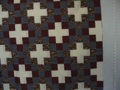 Cheater Quilt Top Material By The Yard,"Irish Chain Navy",90" wide