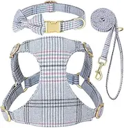 Adjustable Chihuahua Pug Harness Vest Cute Dog Collar Harness Leash Set Soft and Comfortable Pet Harness Leash Set Suitable for Small and Medium Dogs and Cats,Blue,XS