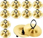 CYEAH 12 Pieces Finger Cymbals Finger Symbols Instrument, Zills Finger Cymbals for Belly Dance, Gold Dance Hand Symbols Instrument for Dancer Ball Party