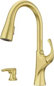 Pfister Miri 2.0 Kitchen Faucet with Pull Down Sprayer and Soap Brushed Gold