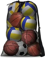 Sports Ball Bag Mesh, Joogee Basketball Bags Team Balls, Heavy Duty Mesh Ball Bag,Team Work Ball Bags for Holding Soccer, Football, Volleyball, Swimming Gear,with Adjustable Strap(76cm x 101cm)