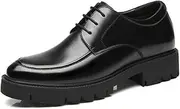 [TUMAHE] Mens Elevator Office Shoe Comfy Invisible Height Increasing Elevator Shoes Lace Up Leather Wedding Formal Shoes