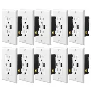 5.8A Type C USB Wall Charger Outlet 15A TR Receptacle Charging Power Socket × 10