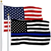 G128 Combo Pack: 3x5 Ft 75D Printed USA American Flag & Thin Blue Line Flag