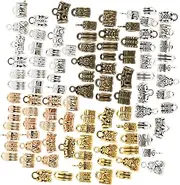 [ADOCARN] 100pcs Alloy Friendship Bracelet String Diy Jewelry Making Kit Number Beads Charm Holder Earring Hook for Women