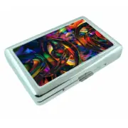 Abstract Shiny Gold Em1 Silver Metal Cigarette Case RFID Protection Wallet