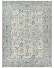 Exquisite Rugs Harper Hand-Knotted New Zealand Wool Ivory/Light Blue Area Rug