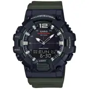 Casio HDC700-3AV, 10 Year Battery Combo, Green Resin Band, 3 Alarms, Telememo