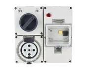 NLS 66CV532RCD - 5 Pin 32Amp Switched Socket Outlet Earth leakage Protected IP66 - 30649