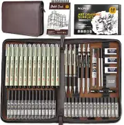 58 PCS Art Drawing Supplies Kit in Leather Case, Art Mechanical Pencil Set with