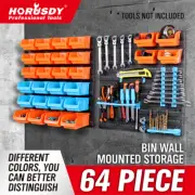 HORUSDY 64Pc Bin Wall Mounted Parts Storage Rack Tools Holder Organiser Borads