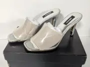 DKNY Women’s Bronx Open Toe Dress Sandals, Clear Vinyl, Size 8.5 US