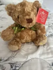 HARRODS KNIGHTSBRIDGE Russ 8" Plush Teddy Bear Green Bow Retired NEW