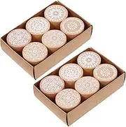 HOODANCOS 2 Sets Pattern Lace Seal Decor Stamping Journal Stamps for Crafting Custom Stamp Scrapbook Paper Stamper Rub Transfers for Crafts Planner Stickers Scrapbooking Wood Beige