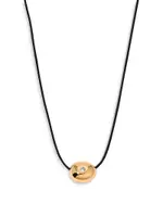 Ettika Pave Polished Pebble Leather Pendant Necklace in 18K Gold Plated, 16-17