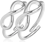 [Bungsa] Infinity Centre Ring Silver Infinity Symbol Toe Ring (Toe Ring Foot Jewellery Foot Ring Toe Ring Nail Ring Middle Ring Nail Ring Bendable Adjustable), Brass, No gemstone.