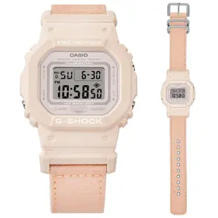 【CASIO 卡西歐】G-SHOCK WOMEN 大自然樸實色彩 環保製成方形電子錶-珍珠粉(GMD-S5600CT-4)