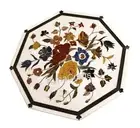 Antique Design Inlay Work Coffee Table Top Octagon Marble Office Side Table