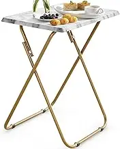 HUANUO Folding TV Tray Table -Stable Tray Table with No Assembly Required, TV Dinner Tray for Eating, Foldable Snack Tables for Bed & Sofa (Marbling)