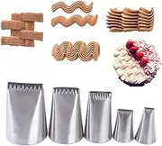 Luxshiny 5pcs Set Stainless Steel Woven Cream Nozzle Tips for Cake Cookies Decorating Nozzles Baking Tools