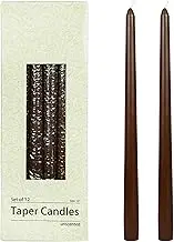 Zest Candle 12-Piece Taper Candles, 12-Inch, Brown