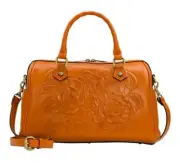 PATRICIA NASH SKYE SUN YELLOW BURNISHED ROSE TOOLED LEATHER SATCHEL PURSE - NWT
