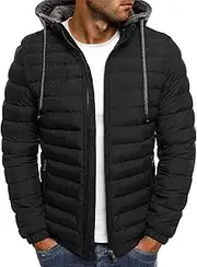 [JEShifangjiusu] Men's Waterproof and Warm Sports Coat Waterproof Winter Ski Coat with Hat, Black, 3XL