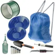 M5 Blue Mini Gold Classifier Screen & Gold Pan Panning Kit 12" & 10" Pans, Pack