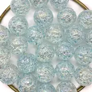 Bulk 14mm Snowflake Glass Marble Players Pk 100 Light Blue w White Frit (.55")
